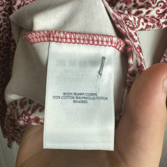 Land's End Red Floral Mock Neck Long Sleeve Top large tall N20 - Picture 3 of 4